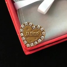 Inel de damă în formă de inimă din alamă cu model de logo Dior și diamante