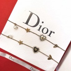 Brățară Dior White Pearl Clopot-Inimieră Femei din Alamă cu Diamante Alb/Negru