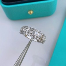 Inel Tiffany Sterling Silver pentru femei din aur alb cu trei rânduri de diamante