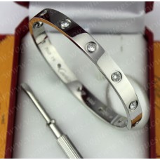 Brățară Cartier Love aur alb cu 10 diamante