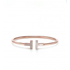 Brățară Tiffany Tiffany T1 Rose Gold Double T cu diamante asimetrice MOP Rigent
