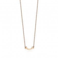 Colier cu pandantiv Tiffany T pentru femei, cu glazură mică și față zâmbitoare, aur galben/argint, copie