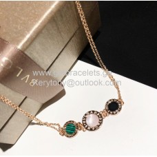 Colier Bvlgari BVLGARI cu nasturi și lanț dublu, imitație din aur roz