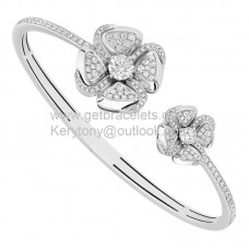 Brățară Bvlgari Fiorever din aur alb cu două diamante centrale și diamante pavate la reducere