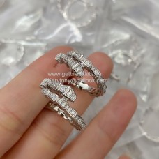 Cercei Bvlgari Serpenti Viper din aur alb cu diamante