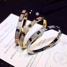 Brățară Cartier Love pavată cu diamante și ceramică neagră