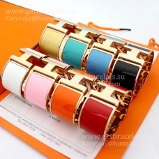 Brățară Hermes Clic Clac H Extra Wide Emailată, Aur Roz GM 33MM Luxury