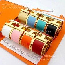 Brățară Hermes Clic Clac H Extra Wide Emailată, Aur Galben, GM 33MM, Worthy