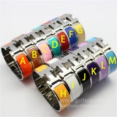 Brățară Hermes Clic Clac HH emailată multicoloră în aur alb MM 18MM Bijuterii fine