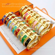 Brățară Hermes Clic Clac HH emailată multicoloră în aur galben PM 12MM