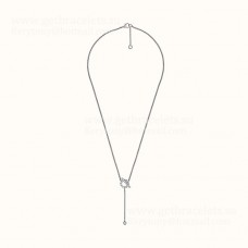 Colier Hermes Finesse Lariat cu diamante, aur roz/argint