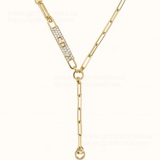 Colier Hermes Kelly Chaine Lariat cu diamante, aur roz/argint