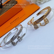 Brățară Hermes Lock and Key cu diamante, aur roz/aur alb clasică
