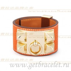 Brățară Hermes Collier de Chien portocalie cu aur