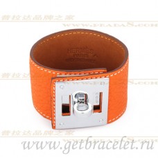 Brățară Hermes Kelly Dog portocalie cu argint