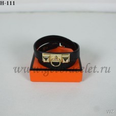 Brățară Hermes Rivale Double Wrap Negru Aur