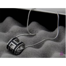 Colier Hermes 3D Pop cu logo-ul „H” din os de șarpe, negru, din aur alb