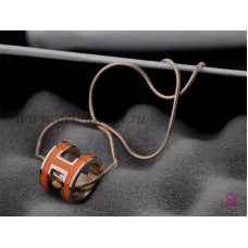 Colier Hermes 3D Pop cu logo-ul „H” și model os de șarpe, portocaliu, din aur roz