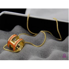 Colier Hermes 3D Pop „H” cu logo-ul „Sarpe cu os de șarpe” portocaliu, din aur galben