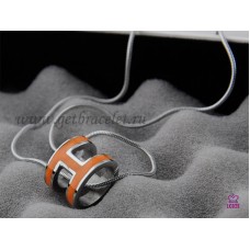 Colier Hermes 3D Pop cu logo-ul „H” și os de șarpe portocaliu, din aur alb