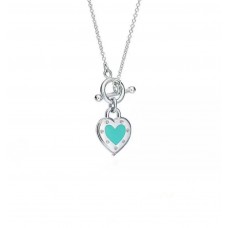 Colier Tiffany Return To Turquoise Love Heart Toggle Pendant Blue Email Silver Women
