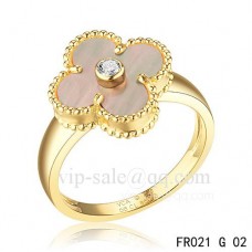 Inel Van Cleef Alhambra din aur galben cu sidef gri