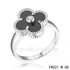 Inel Van Cleef Alhambra din aur alb cu onix