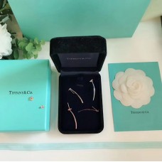 Cercei Tiffany T din argint 925 cu pandantiv tip bară, model T, pentru femei, cadou de Ziua Îndrăgostiților, auriu-roz/argint