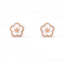 Cercei lungi Van Cleef Arpels Lucky Plum Blossom din aur roz, sidef
