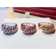 Inel Panthère de Cartier din aur alb/aur galben/smaralde roz și onix cu diamante