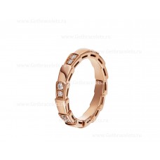 Inel mic BVLGARI Serpenti Viper Band din aur roz de 18k cu diamante semi-pavate