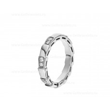 Inel BVLGARI Serpenti Viper Band din aur alb de 18k cu diamante semi-pavate