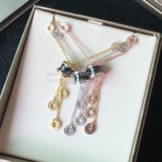 Colier Bvlgari B.zero1 cu ciucuri, ceramică neagră și diamante, 3 culori de lux