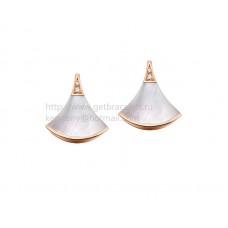 Cercei Bvlgari DIVAS Dream din aur roz cu sidef și diamante pavate