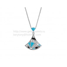 Colier Bvlgari Divas Dream din aur alb cu onix turcoaz și diamante pavate