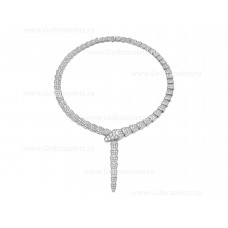 Colier Bvlgari Serpenti din aur alb de 18K cu diamante pavate integral