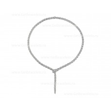 Colier Bvlgari Serpenti Viper Slim din aur alb de 18K cu diamante pavate integral