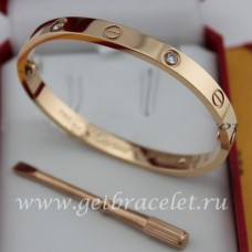  Brățară Cartier Love pentru bărbați și femei, aur roz cu 4 diamante