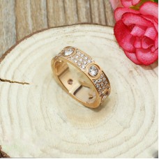 Inel Cartier Love din aur roz de 18k, pavat cu diamante, cu 6 diamante mari
