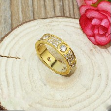 Inel Cartier Love din aur galben de 18k, pavat cu diamante, cu 6 diamante mari
