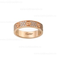 Verighetă Cartier Love cu aur roz pavat cu diamante