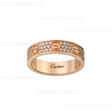 Verighetă Cartier Love cu aur roz pavat cu diamante