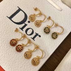 Cercei Dior Rose Des Vents Stea cu Opt Colțuri Aur Galben cu Diamante MOP/Malahit/Cornelian