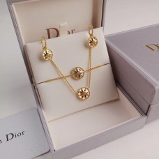 Set de bijuterii Christian Dior Rose Des Vents aur galben 18K cu pandantiv MOP Lucy Star, cercei/colier/brățară