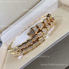 Brățară Bvlgari Serpenti Viper din aur galben de 18K cu două spirale, pavată cu diamante