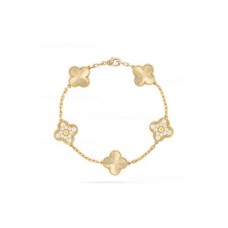 Brățară Van Cleef Arpels Alhambra cu 5 motive, aur galben și diamante