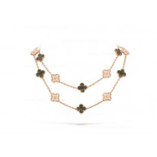 Colier lung Van Cleef Arpels Alhambra cu 20 de motive, sidef gri și diamante