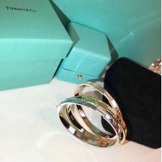 Brățară Tiffany Atlas de damă cu balamale închise, argintii, roz/aur galben, cu cristale