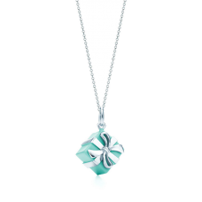  Colier cu lanț din argint sterling Tiffany Blue Box Charm, bijuterii pentru femei