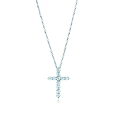 Pandantiv Tiffany cu cruce și diamante, colier din argint sterling, bijuterii de petrecere pentru femei